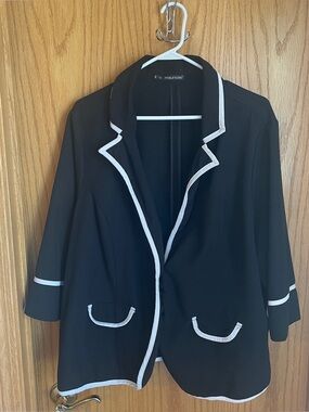 Maurices Black Blazer with White Trim, 3/4 sleeves, 3XL